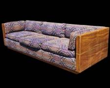 Vintage Mid Century Modern Wood & Upholstery 2 Seater Sofa - Fantastic!