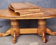 Walter WabashTennessee Solid Oak Double Pedestal Dining Table with Extension Leaves