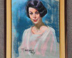 1964 Alex Fornier Pastel Portrait of a Beautiful Lady Framed
