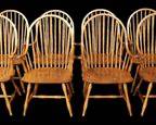8 S Bent Brothers # 2810587 High Quality Oak inlaid Pin Windsor Back Dining Chairs