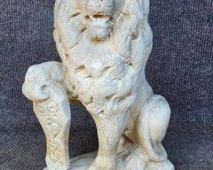 Vintage Painted Cement Lion Figure Patio Garden