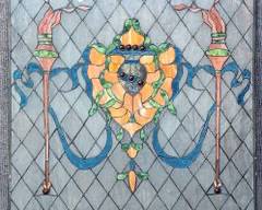 Fantastic antique Leaded Stain Glass Multi Colored Window Panel