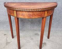 Antique Inlaid Demilune Card Table