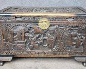 Antique Hand Carved Asian Trunk Hope Chest