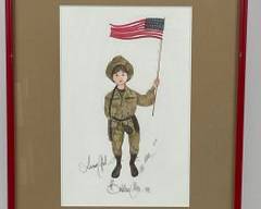 Framed, plate signed P. Buckley Moss �The Sailor� 807/1000 offset colored lithograph circa 1991with certificate of authenticity Pencil signed