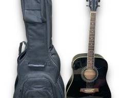 Ibanez Solid Top Dreadnought Acoustic Electric Guitar Model: V200S-BK w/ A Soft-Shell Roadrunner Travel Case