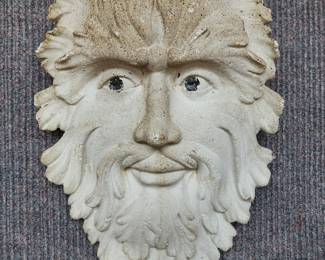 Vintage Poured Cement Garden Patio Green Man Face