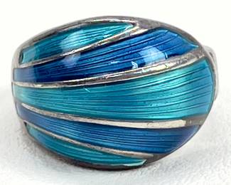 6 Grams Fine Sterling Silver David Anderson Danish Modern Enamel Ring Size 5.5