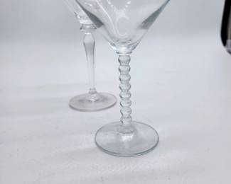 SET OF UNMATCHES GOLD RIMMED MARTINI GLASSES