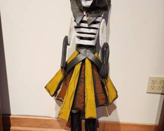 FOLK ART HAND MADE WOOD AND METAL SKELETON. 