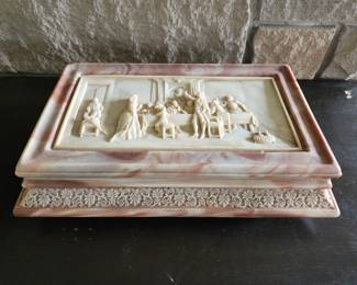 MUSIC STONE CARVED JEWELRY BOX