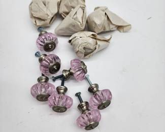 12 PURPLE GLASS KNOBS