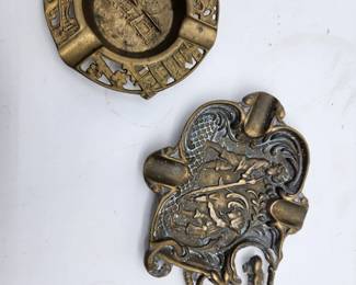 2 BRASS ASHTRAYS