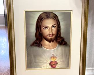 Jesus.  Always watching you.  He's a bit lighter skinned than I pictured. Also his eyes are a bit condescending.  I think this may be his brother, James.