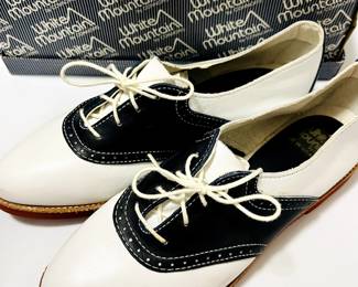 Vintage White Mountain Saddle Shoes. Love these. Reminds me of my mom. She used to make me wear these when I was little.  Was it the style? One can't be sure.