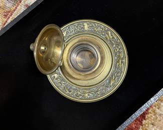 Ornate Brass InkWell late 1800's.