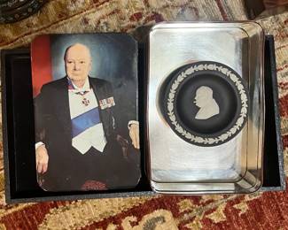 Winston Churchill Wedgewood in original tin box. 