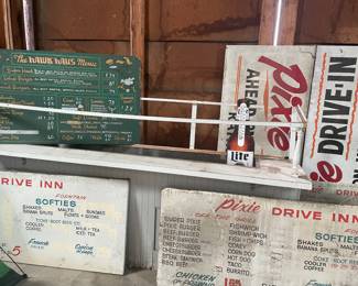 vintage restaurant signs and salad bar