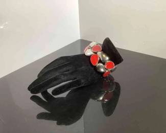 Silver with red stone bracelet