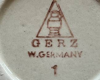 Vintage German Gerz Punch Bowl with Eight Cups