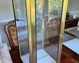 Mastercraft Brass and Glass Curio Cabinets Display Case