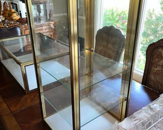 Mastercraft Brass and Glass Curio Cabinets Display Case