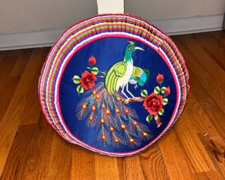 Peacock round pillow