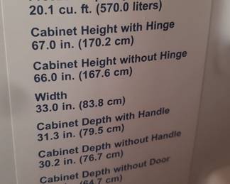 Westinghouse Upright freezer dimensions