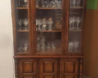 China cabinet, and Vintage glass set