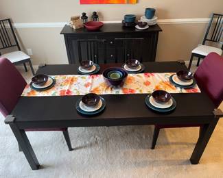 IKEA dining table with 2 leaves,
6 chairs
2 parsons chairs