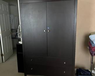 Armoire- see inside picture- 
Can be used for hanging clothes, folded clothes, or a TV
