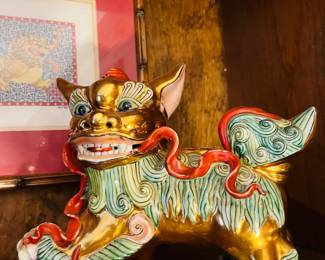 Pair of Maitland Smith foo dogs