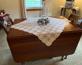 Fabulous Double Drop-Leaf Antique Table & Four Chairs