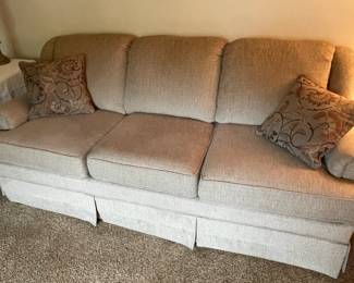 Beautiful Upholstered Living Room Couch & Pillows