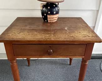 Solid Wood Single Drawer Table and Antique Style Lamp