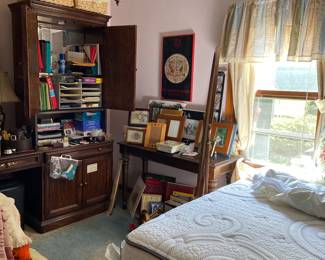 Entire room of office supplies including files, storage boxes and empty bins, wrapping paper....lots of misc and some rare finds in here!