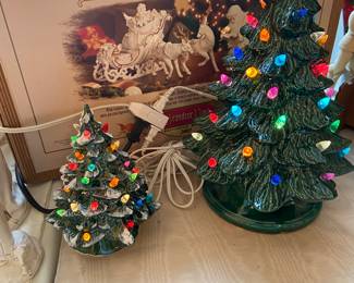 Several ceramic Christmas Trees 