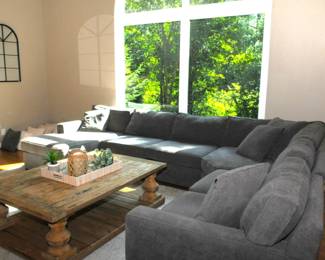 gray l-shape fabric couch