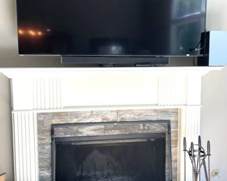 fireplace baskets, fireplace tools, tv, television
