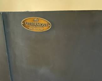 Uttermost gray wood storage, sideboard, turquoise and brown vessels, set of 3