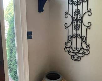 decorative basket, black wall art