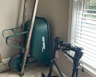 wheel barrow, bicycle carriers