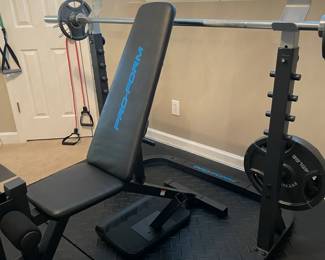 home workout bench with weights