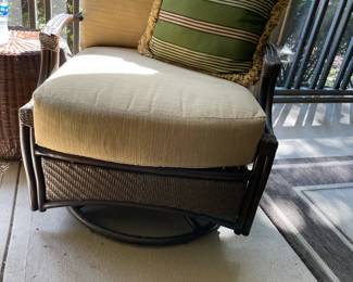 rattan swivel chairs, beige