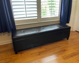 black leather bench with storage