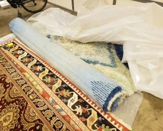 8 x 10.5 feet mohair rug, light blue, blue, off white