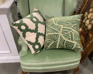 Green Velvet Wingback Chair