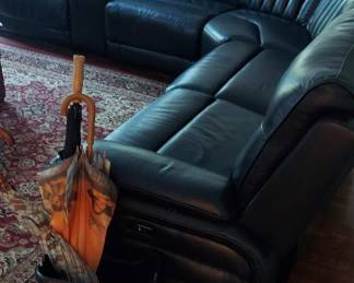 Sectional sofa (six pieces), with drink holders, three sections recline