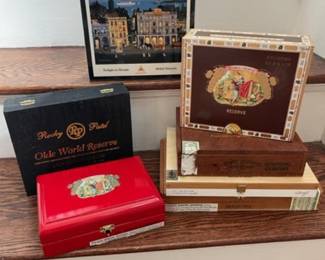 Collection of wood cigar boxes