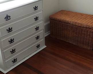Italian sho dresser, vintage wicker chest (2 available)